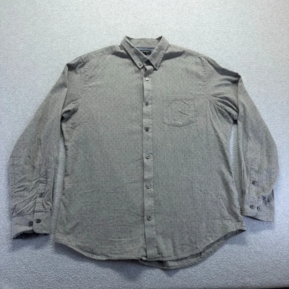 Banana Republic Shirt Mens XL Gray Button Down Soft Wash Slim Fit Preppy